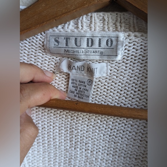 Vintage handknit Studio Michelle Stuart floral sweater button up, medium - Picture 5 of 5